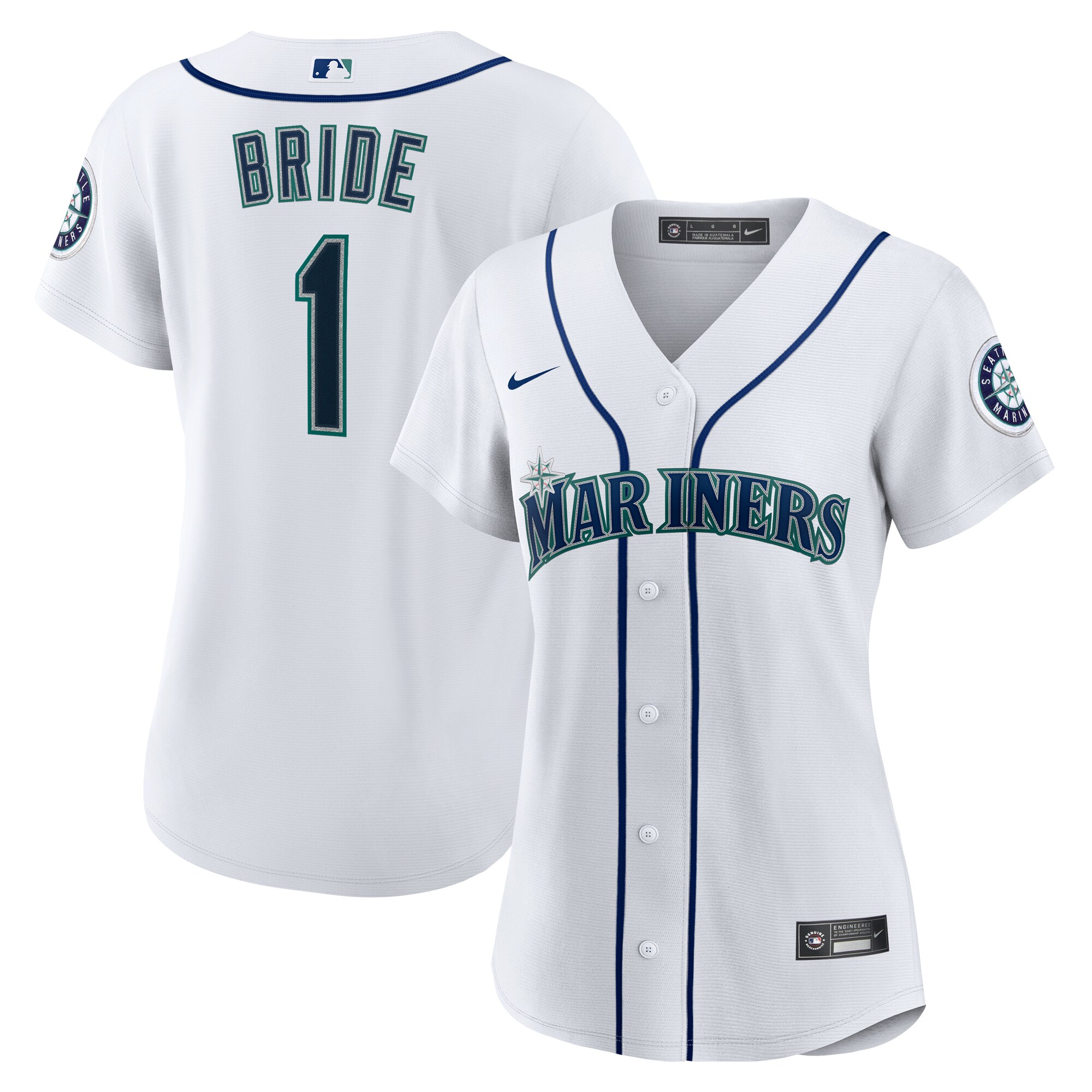 Seattle Mariners White #1 Bride Home MLB Jersey Women's