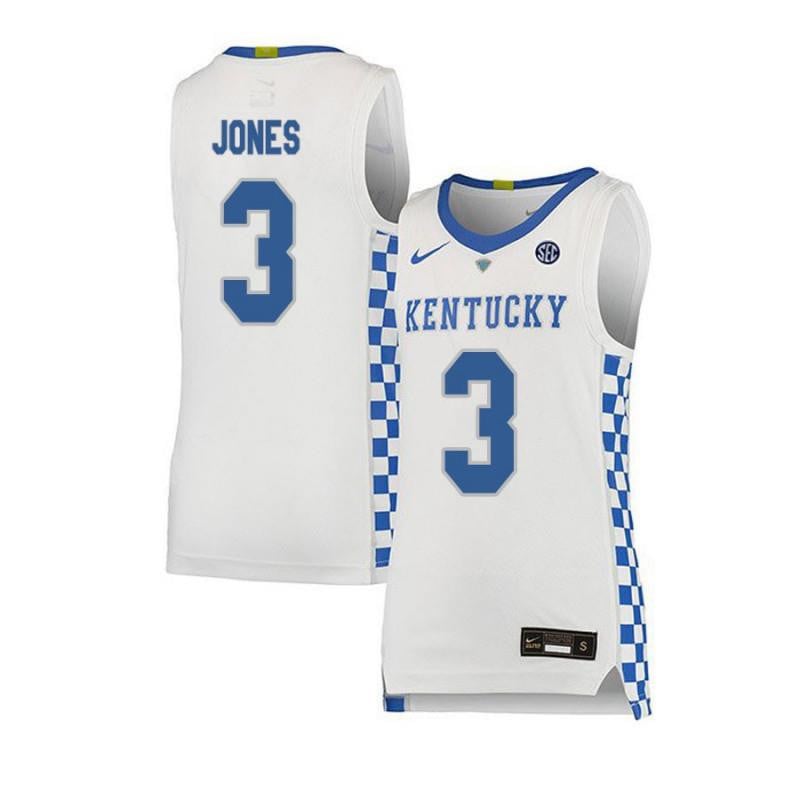 3 Terrence Jone White Elite Kentucky Wildcats NCAA Jersey Men's