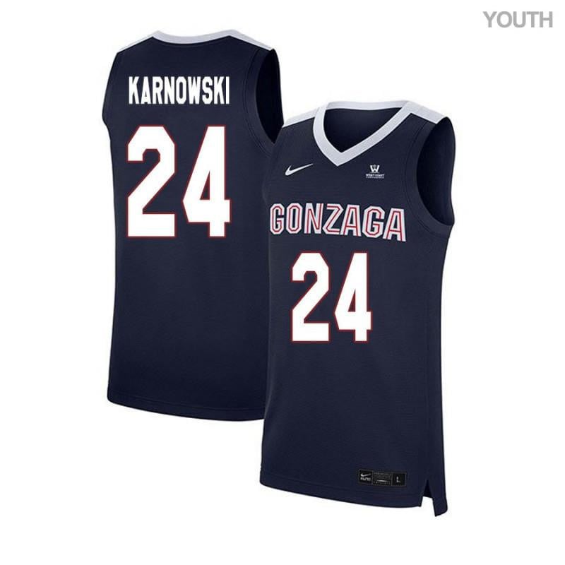 24 Przemek Karnowski Navy Elite Gonzaga Bulldogs NCAA Jersey Youth