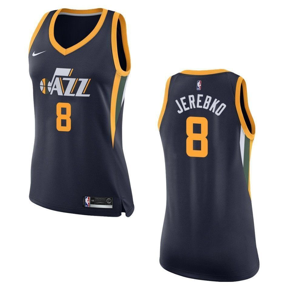 Utah Jazz 8 Jonas Jerebko Icon Swingman Navy NBA Jersey Women's