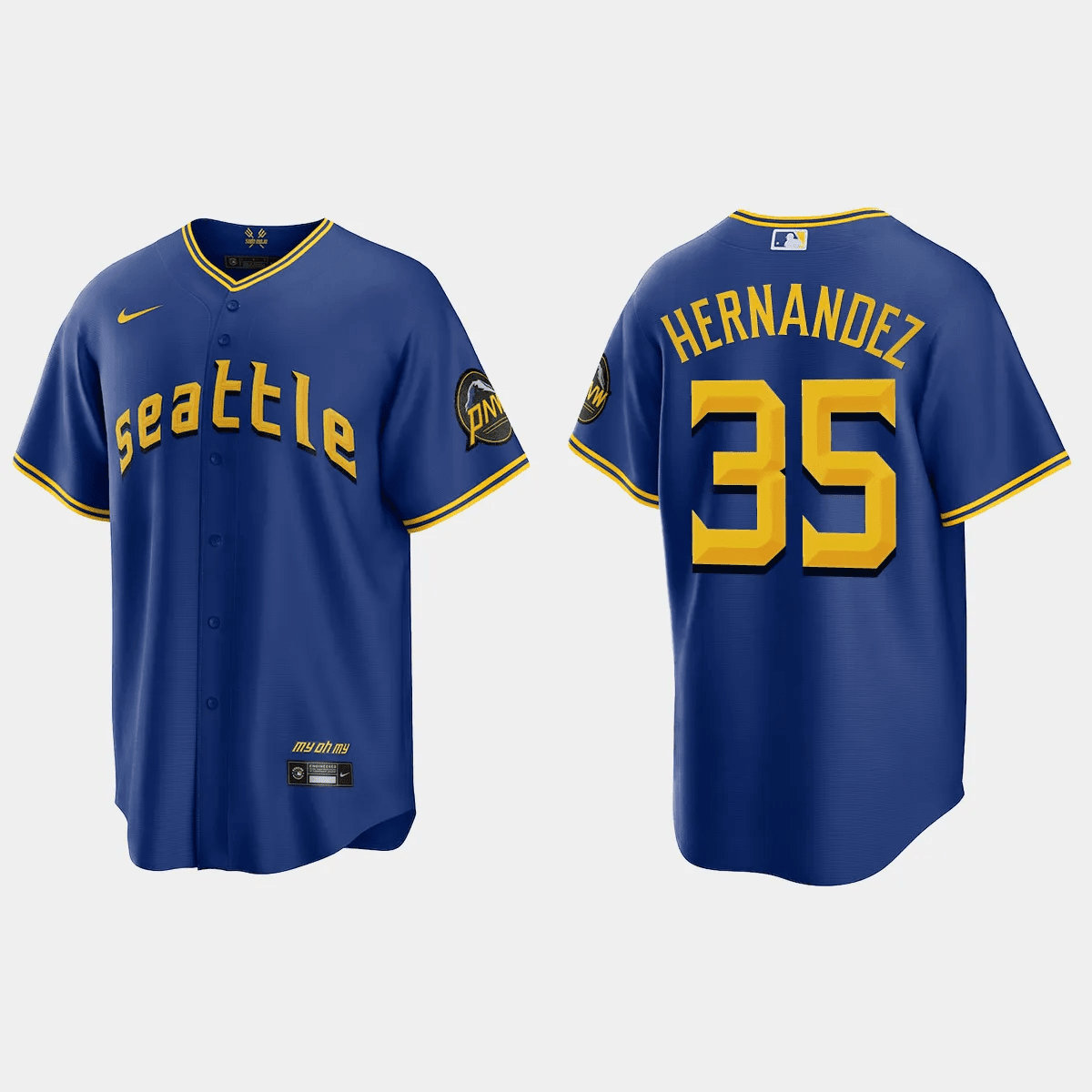 Teoscar Hernandez 35 Seattle Mariners 2023 City Connect Game Royal MLB Jersey Men's