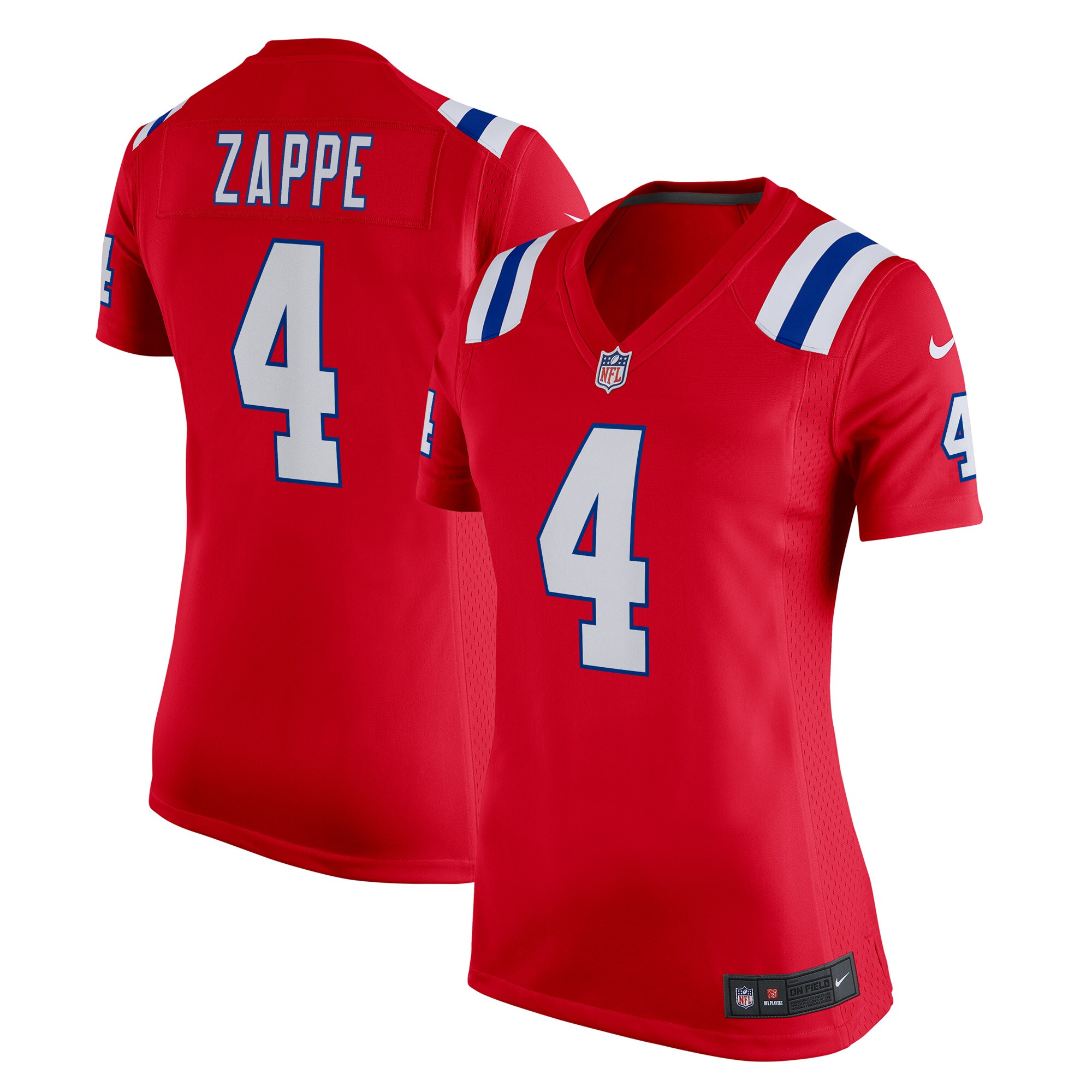 New England Patriots Bailey Zappe Red Alternate Game Player NFL Jersey Women's