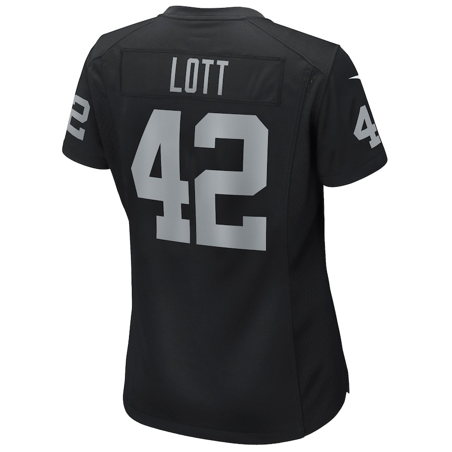 Ronnie Lott 42 Las Vegas Raiders Game Retired Black NFL Jersey Women's