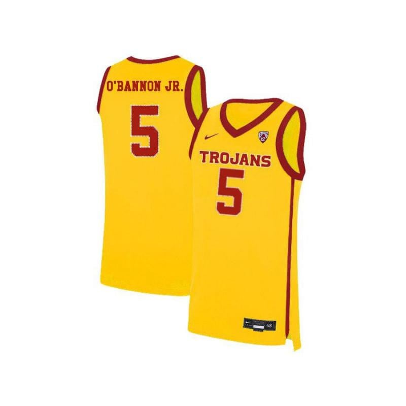 5 Charles OBannon Jr Yellow Elite USC Trojans NCAA Jersey Men's
