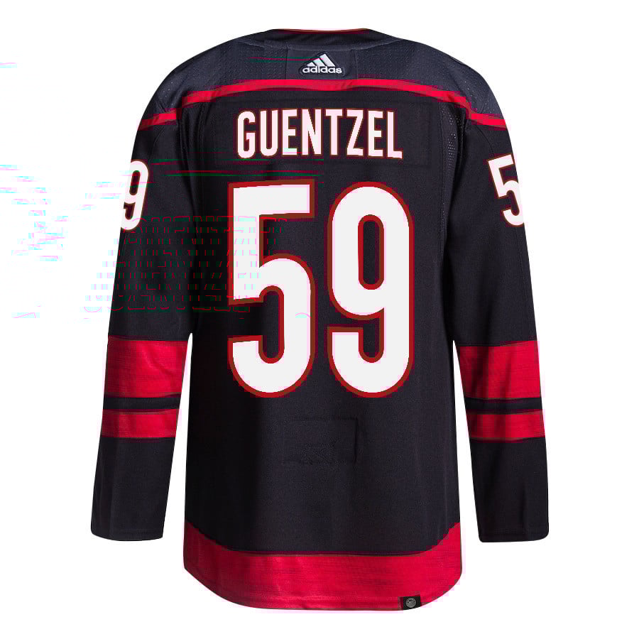 Jake Guentzel 59 Carolina Hurricanes 2024 Playoffs Patch Home Black NHL Jersey Men's