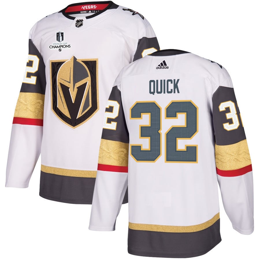 Jonathan Quick 32 Vegas Golden Knights Stanley Cup 2023 Champions Patch Away Breakaway White NHL Jersey Men's
