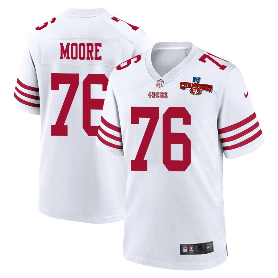 Jaylon Moore 76 San Francisco 49ers NFC Champions Patch Game White NFL Jersey Men's