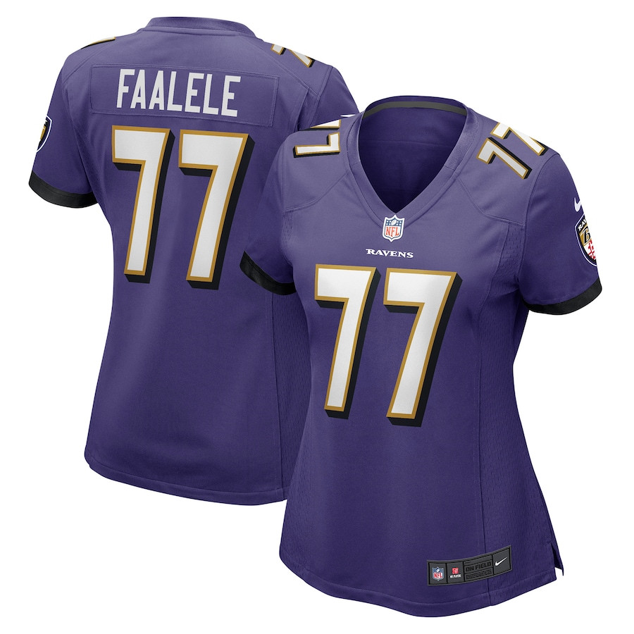 Daniel Faalele 77 Baltimore Ravens Game Purple NFL Jersey Women's