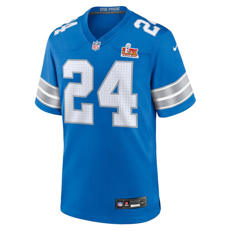 Loren Strickland #24 Detroit Lions Super Bowl LIX Blue NFL Jersey Men's