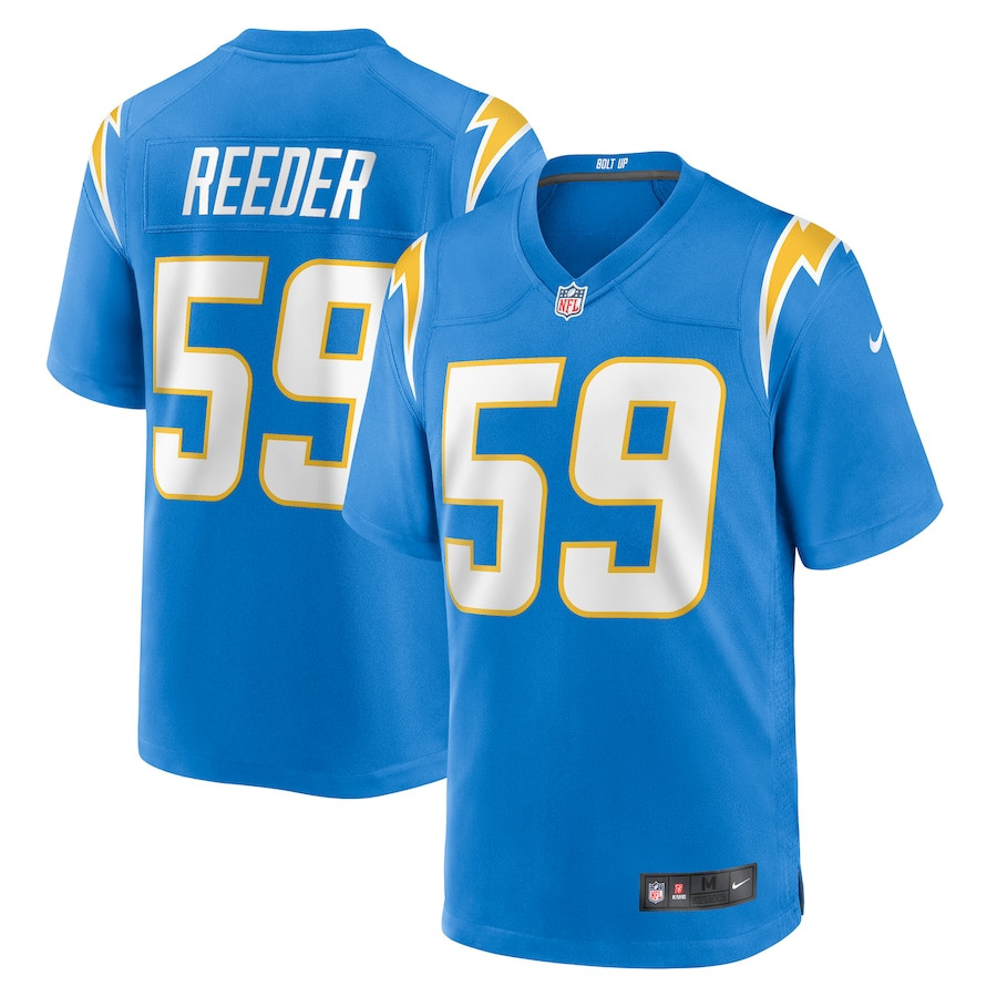 Troy Reeder 59 Los Angeles Chargers Team Game Powder Blue NFL Jersey Men's