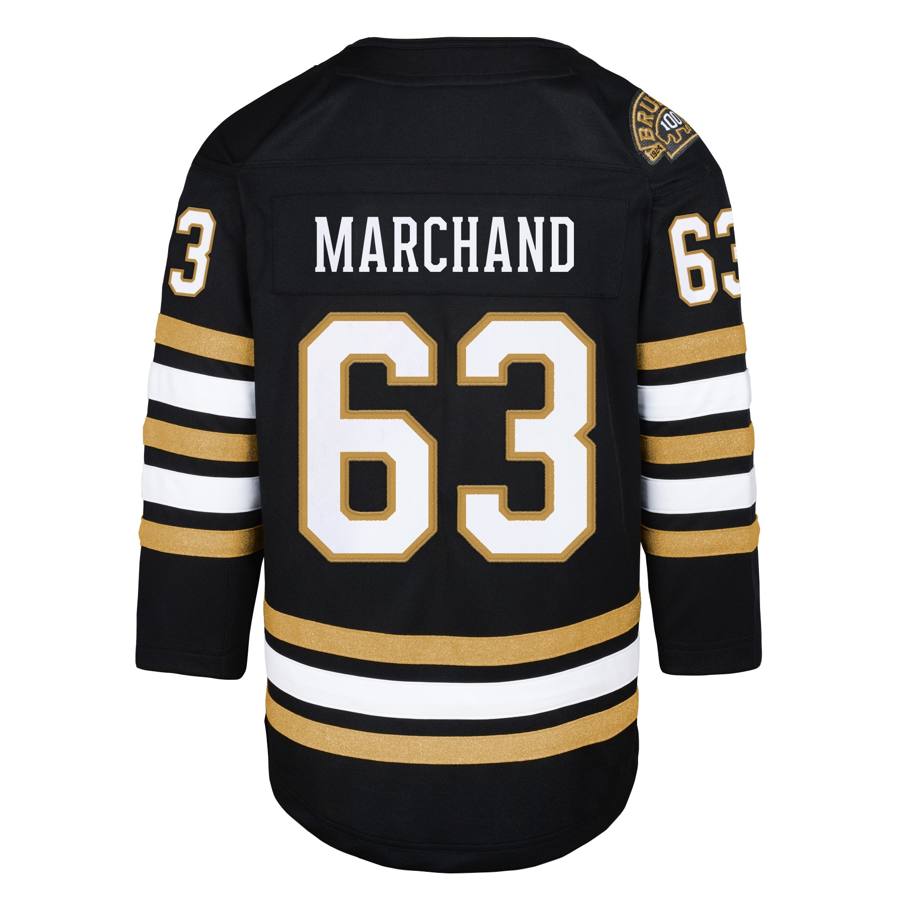 Boston Bruins Brad Marchand Black 100th Anniversary Premier Player NHL Jersey Youth