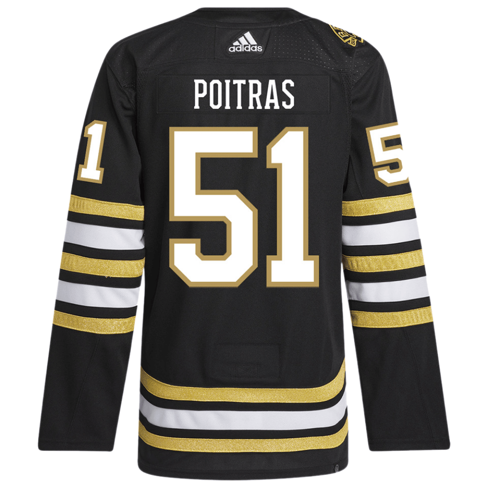 Matthew Poitras 51 Boston Bruins 100th Anniversary Primegreen Home Black NHL Jersey Men's