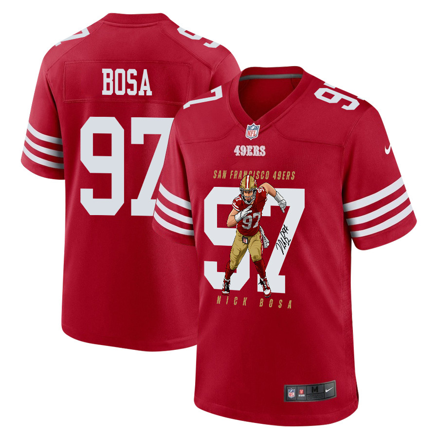 Nick Bosa 97 San Francisco 49ers Run Bosa Run Game Scarlet NFL Jersey Men's