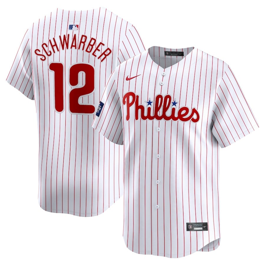 Kyle Schwarber 12 Philadelphia Phillies 2024 World Tour London Series Home Limited Player White MLB Jersey Men's