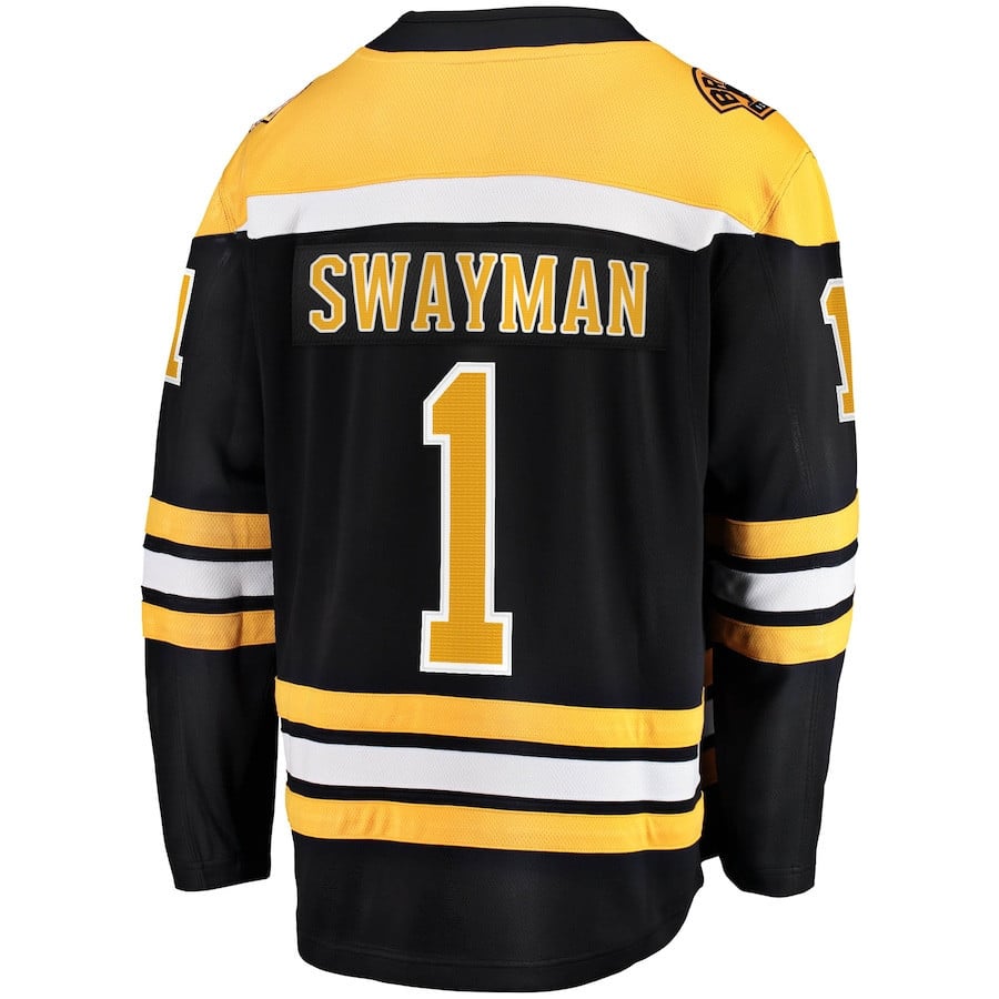 Jeremy Swayman 1 Boston Bruins Home Breakaway Black NHL Jersey Men's