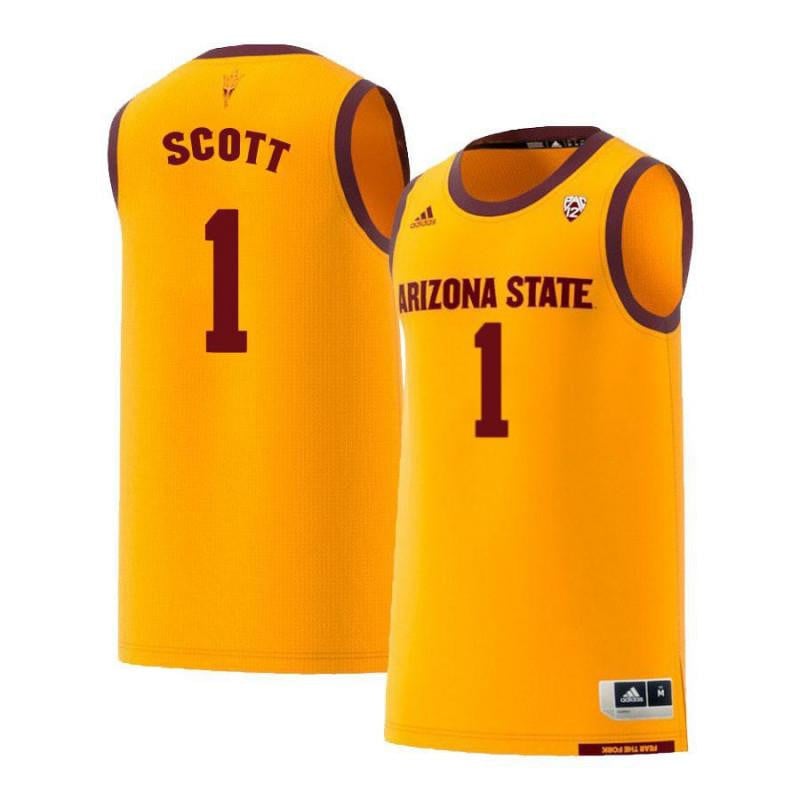 1 Roosevelt Scott Yellow Retro Arizona State Sun Devils NCAA Jersey Men's