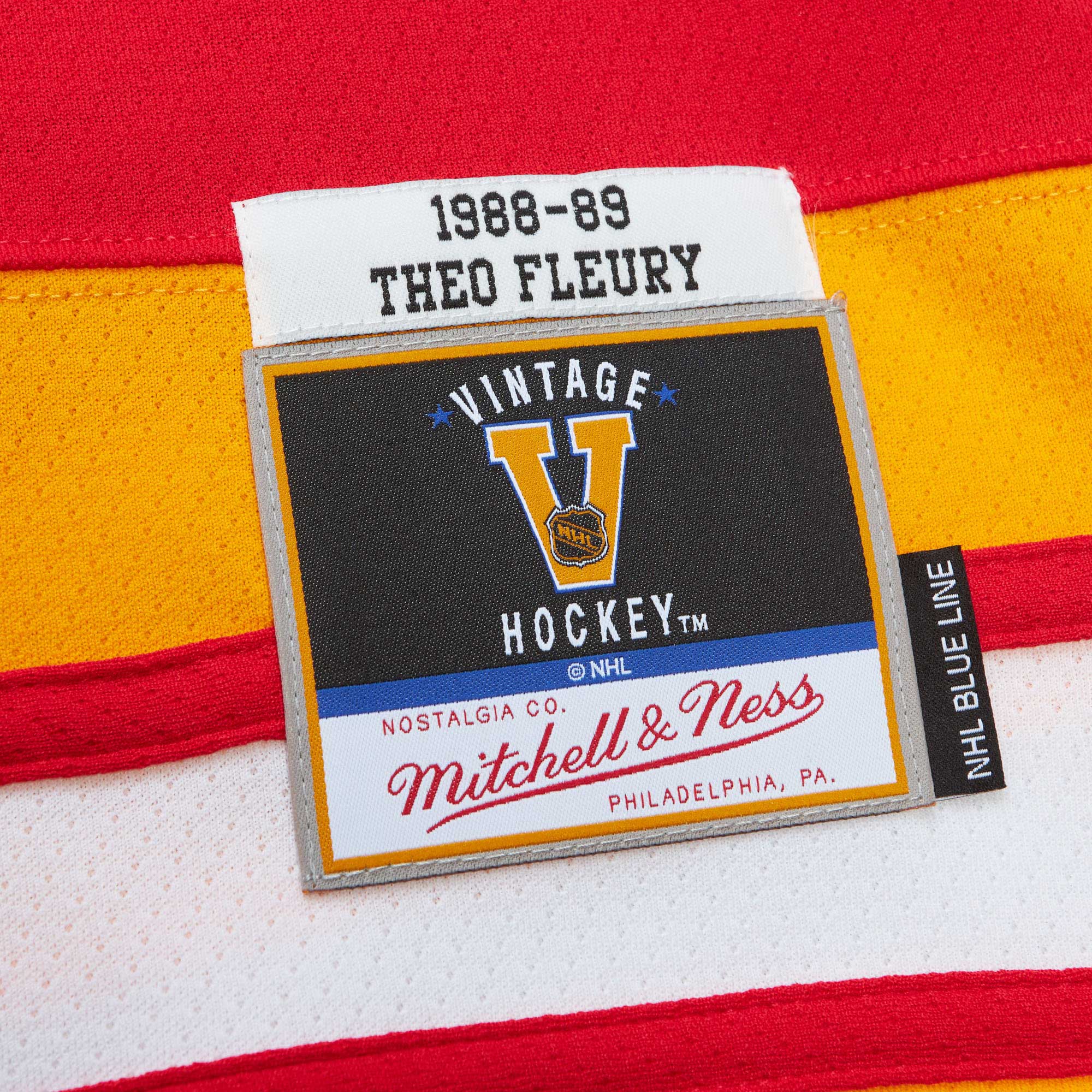 Calgary Flames Theoren Fleury Mitchell Ness Red 1988/89 Blue Line Player NHL Jersey Men's