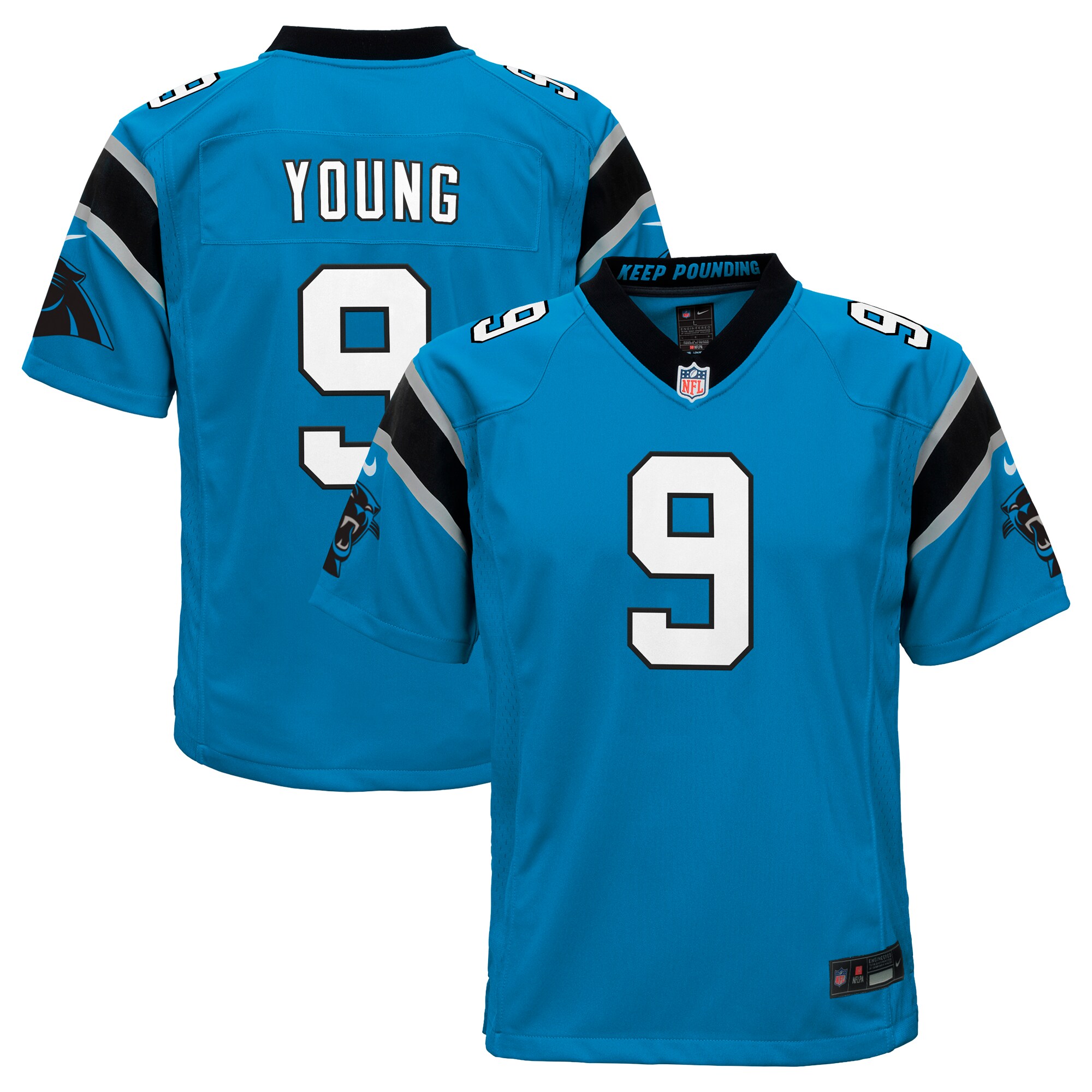 Carolina Panthers Bryce Young Blue Game NFL Jersey Youth