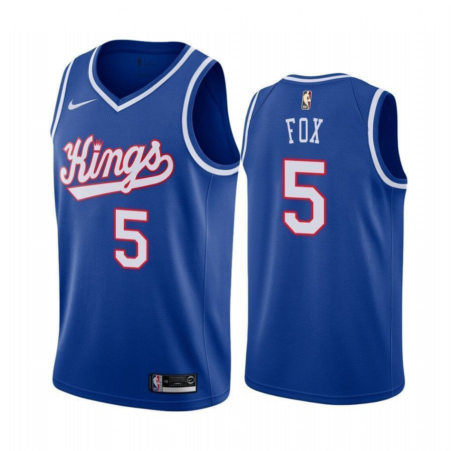Sacramento Kings De'aaron Fox 5 Blue Throwback NBA Jersey Men's