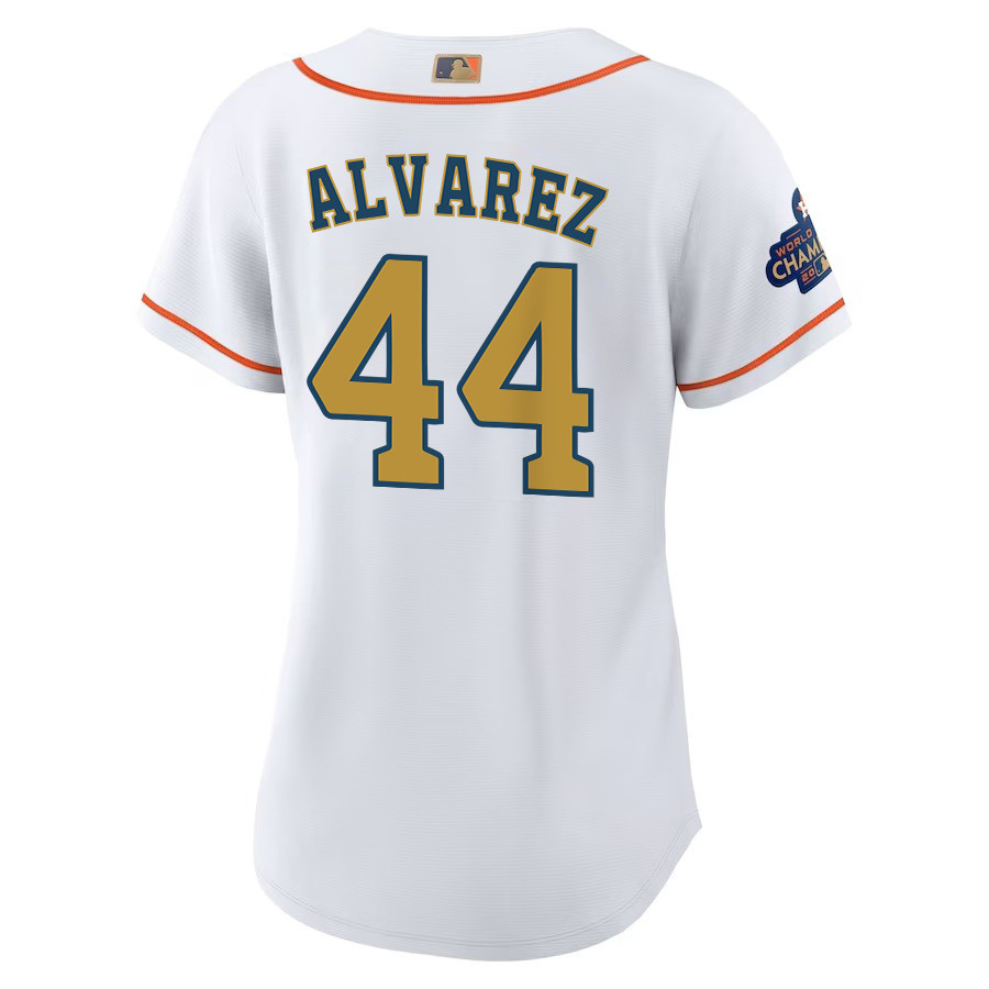 Yordan Alvarez 44 Houston Astros 2023 Gold Collection White/Gold MLB Jersey Women's