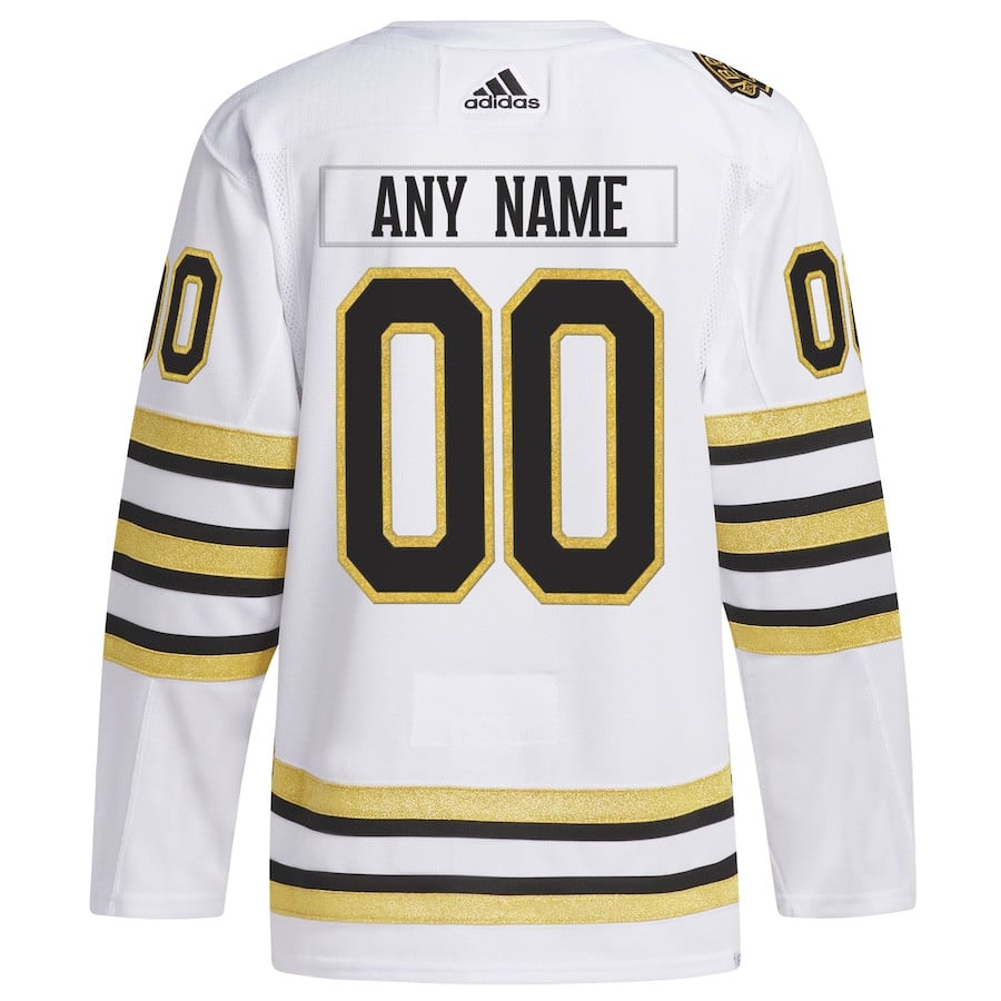 Boston Bruins 100th Anniversary Primegreen Custom White NHL Jersey Men's