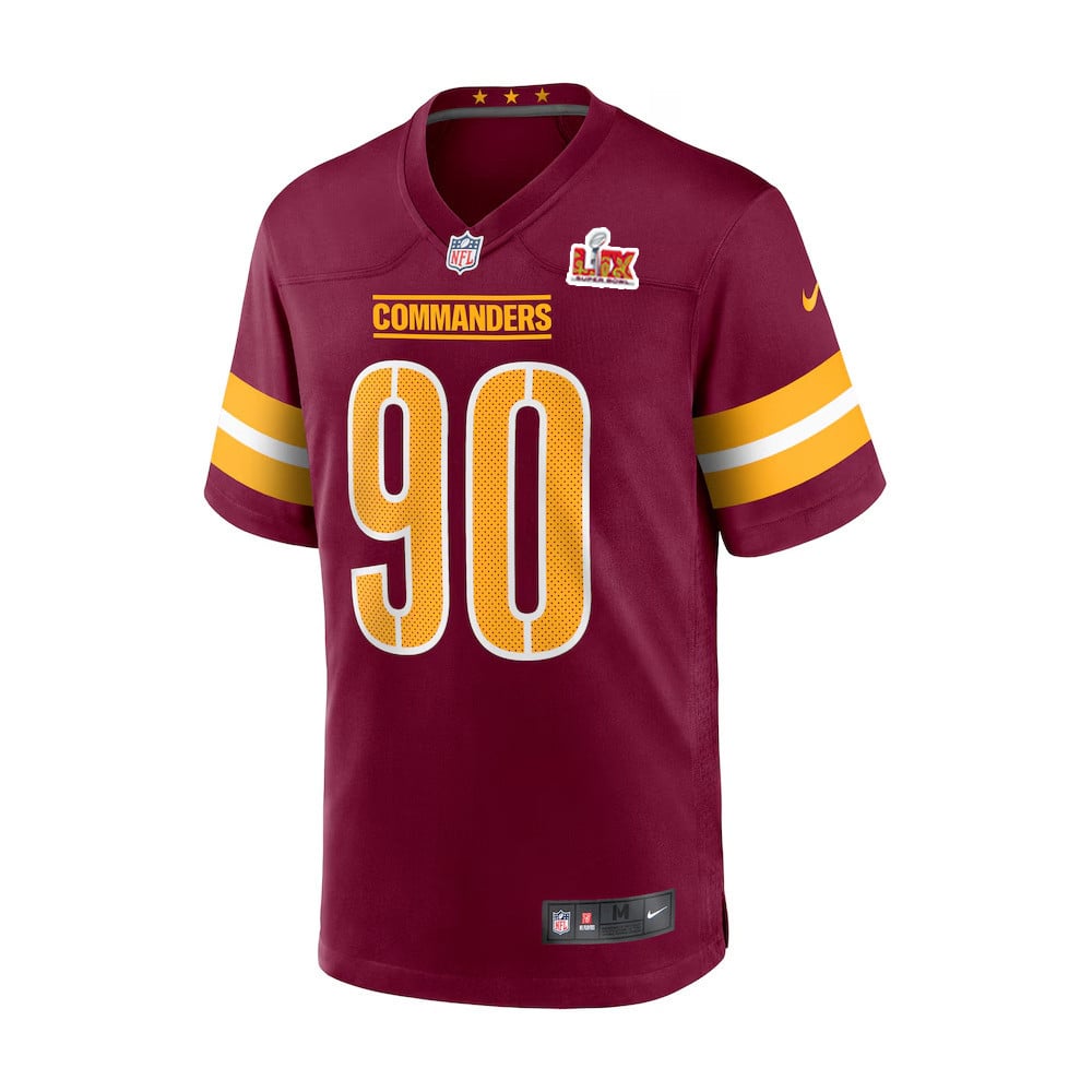 Javontae Jean-Baptiste #90 Washington Commanders Super Bowl LIX Burgundy NFL Jersey Youth