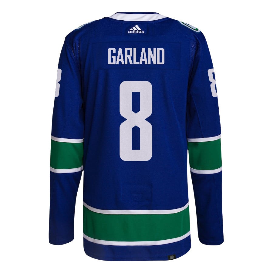 Conor Garland 8 Vancouver Canucks 2024 Playoffs Patch Home Blue NHL Jersey Men's