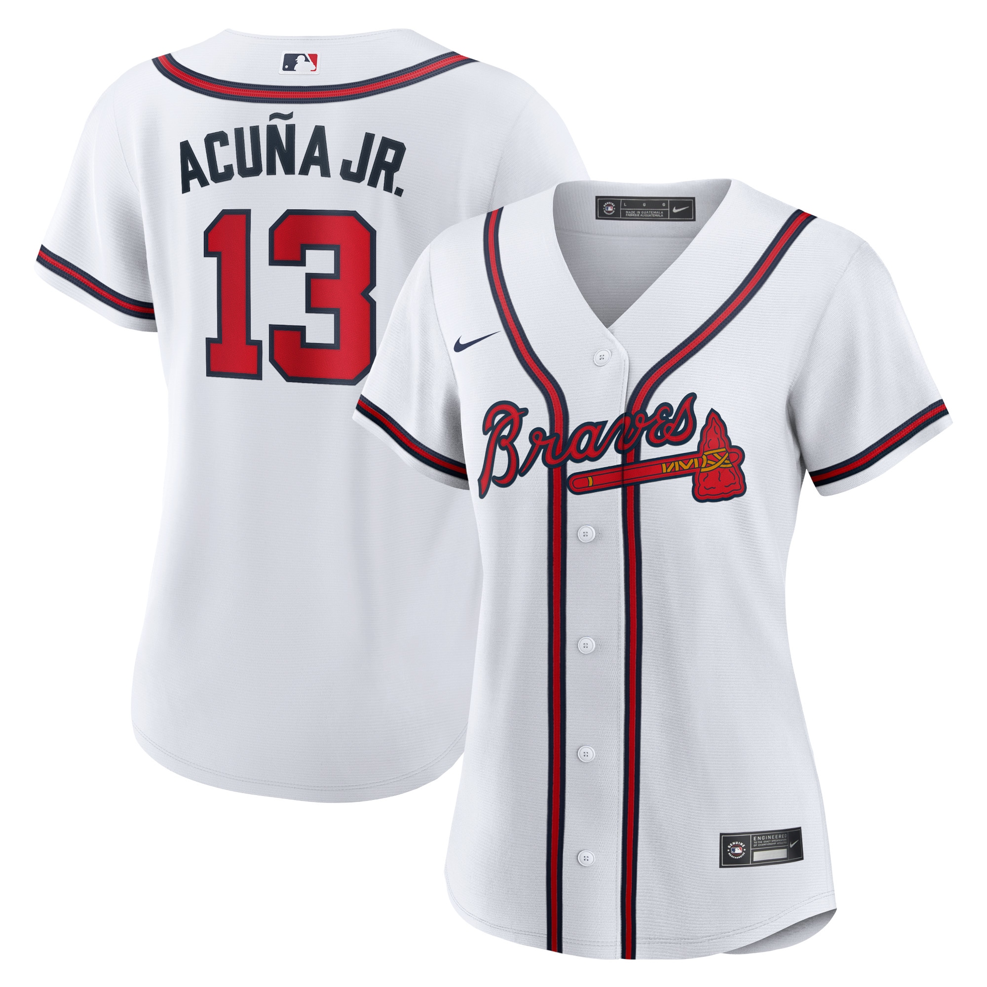 Atlanta Braves Ronald Acuna Jr. White Home Player MLB Jersey Women's