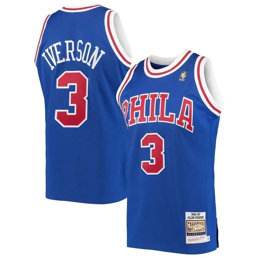 Allen Iverson Philadelphia 76ers Mitchell Ness Hardwood Classics 1996 Royal NBA Jersey Men's