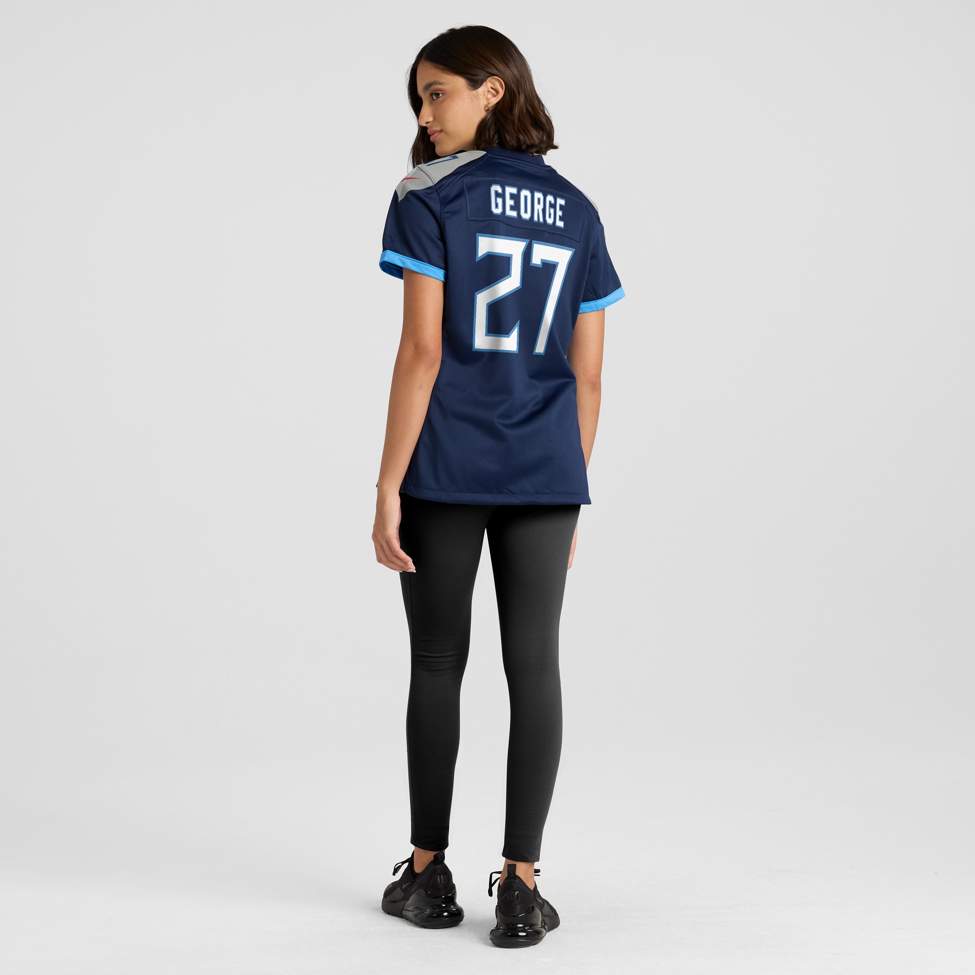 Tennessee Titans Eddie George Navy Game Retired Player NFL Jersey Women's