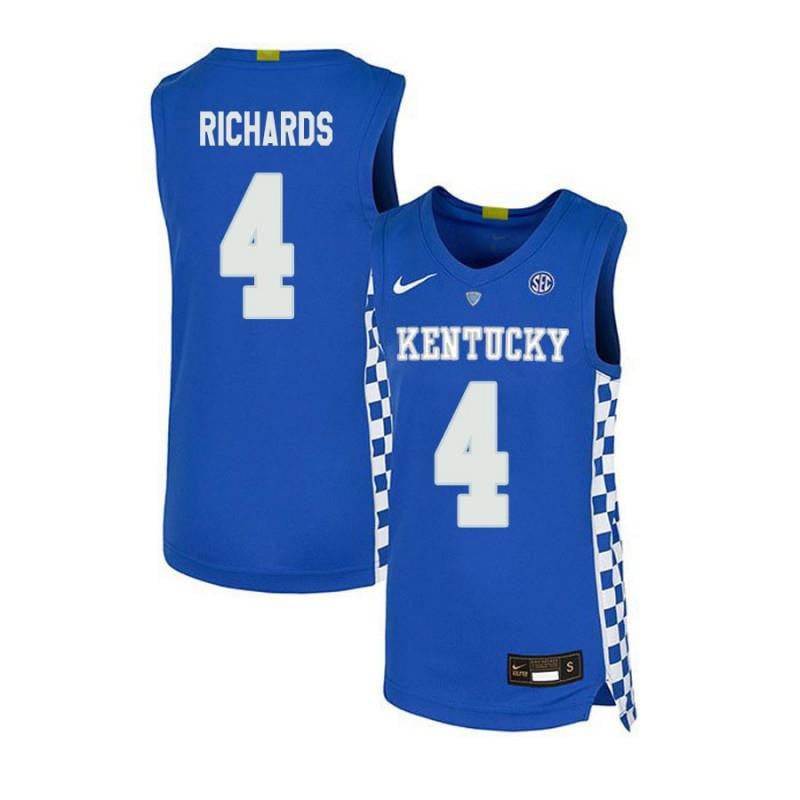 4 Nick Richards Royal Blue Elite Kentucky Wildcats NCAA Jersey Men's