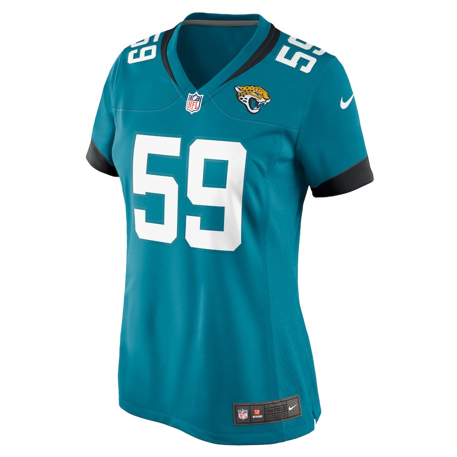 Myles Cole 59 Jacksonville Jaguars Game Teal NFL Jersey Women's
