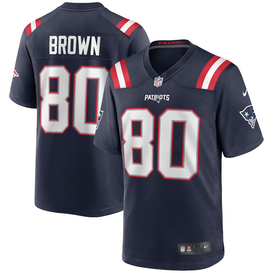 Troy Brown 80 New England Patriots Game Retired Navy NFL Jersey Men's