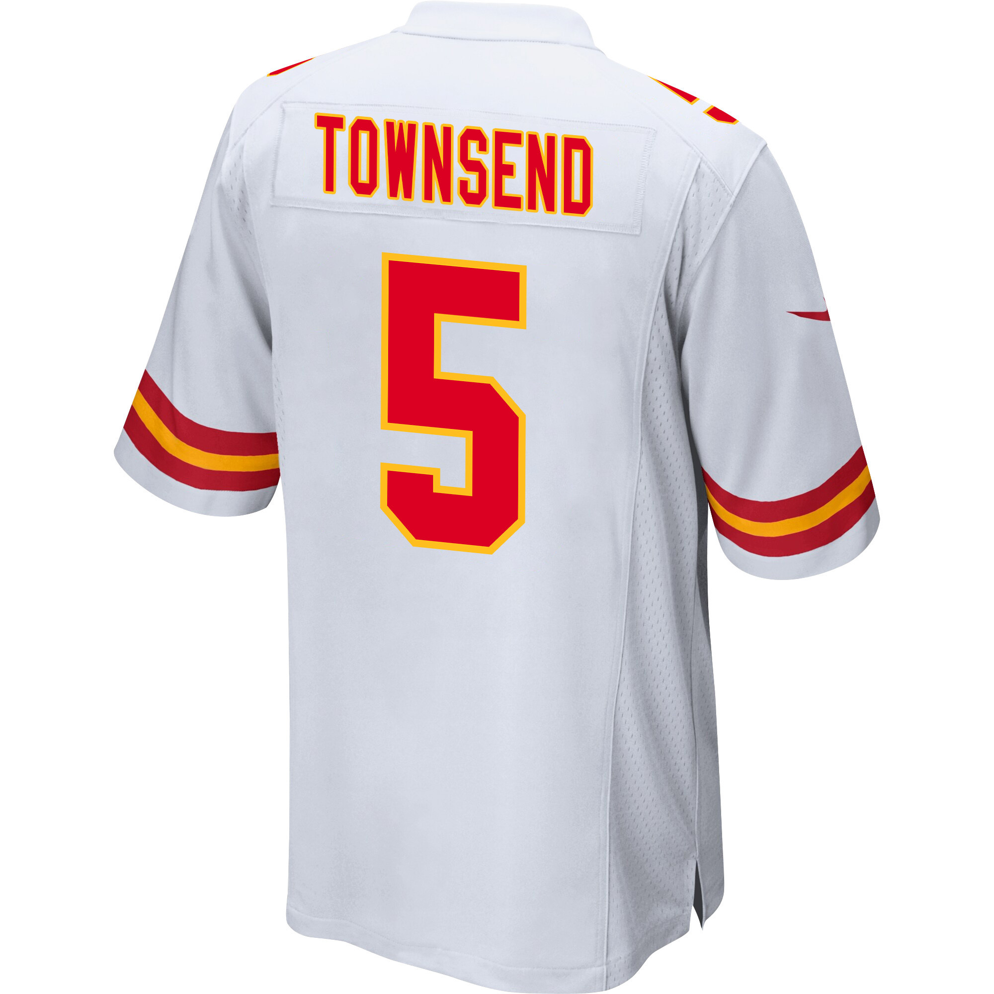 Tommy Townsend 5 Kansas City Chiefs Super Bowl LVIII Champions 4 Stars Patch Game White NFL Jersey Men's