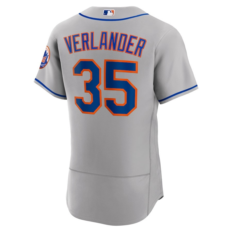 Justin Verlander 35 New York Mets Road Player Elite Gray MLB Jersey Men's