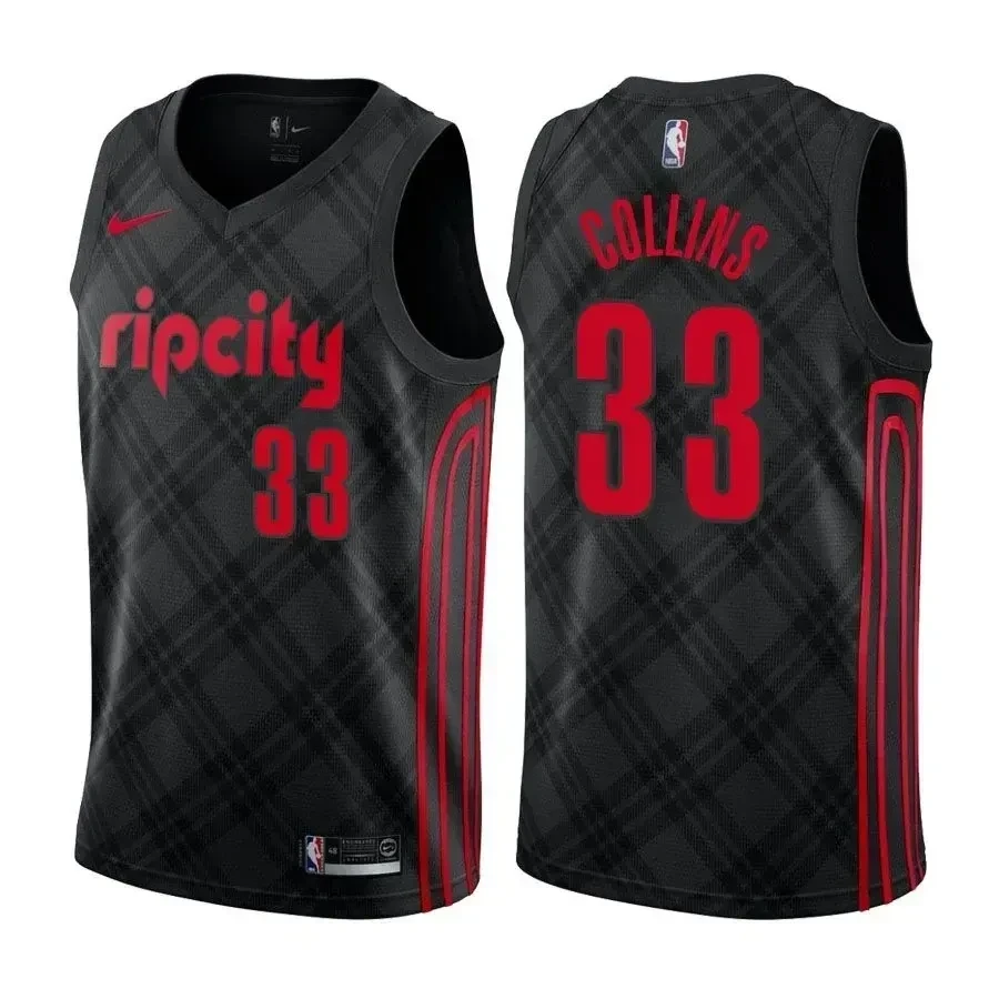 Portland Trail Blazers Zach Collins 33 City Edition Black NBA Jersey Men's