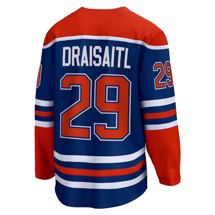 Leon Draisaitl 29 Edmonton Oilers Royal Home Breakaway NHL Jersey Men's