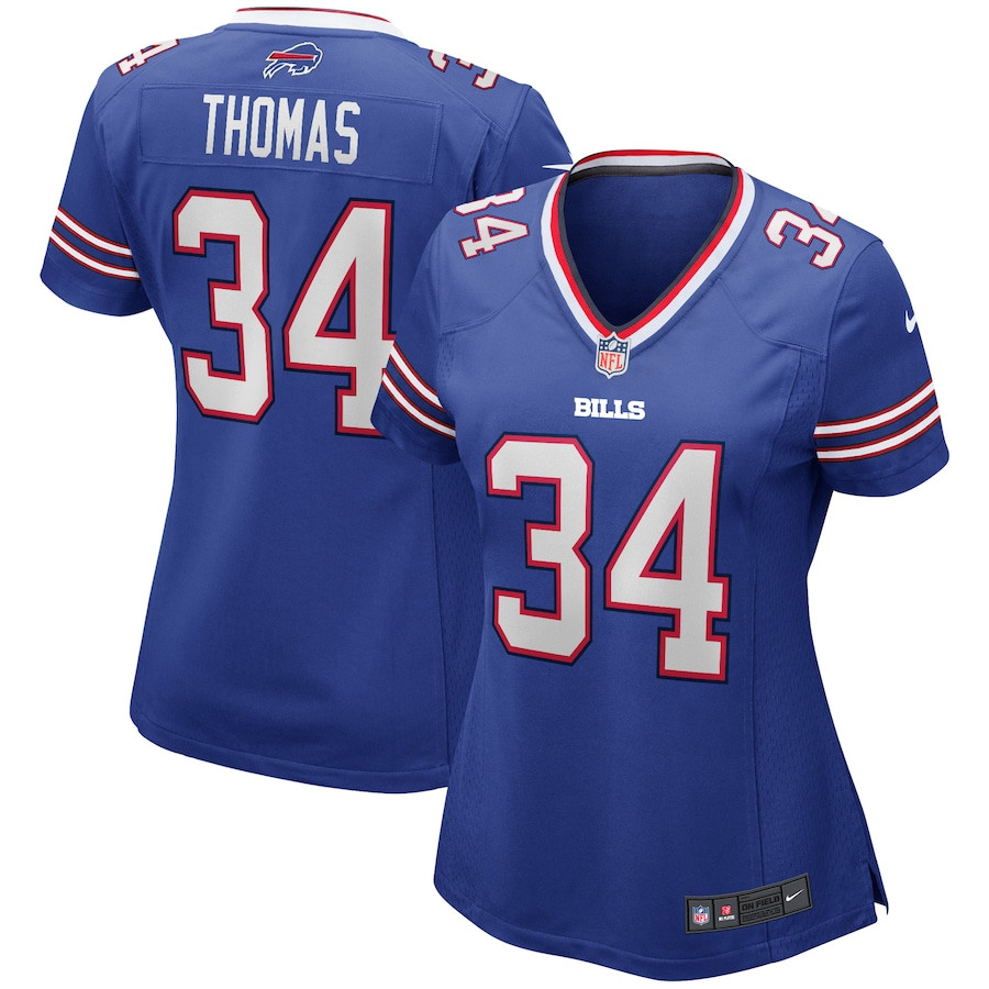 Thurman Thomas 34 Buffalo Bills Game Retired Royal NFL Jersey Women's