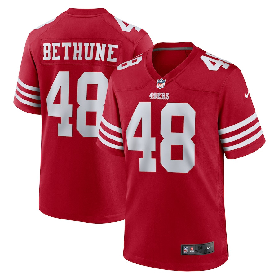 Tatum Bethune 48 San Francisco 49ers Game Scarlet NFL Jersey Men's