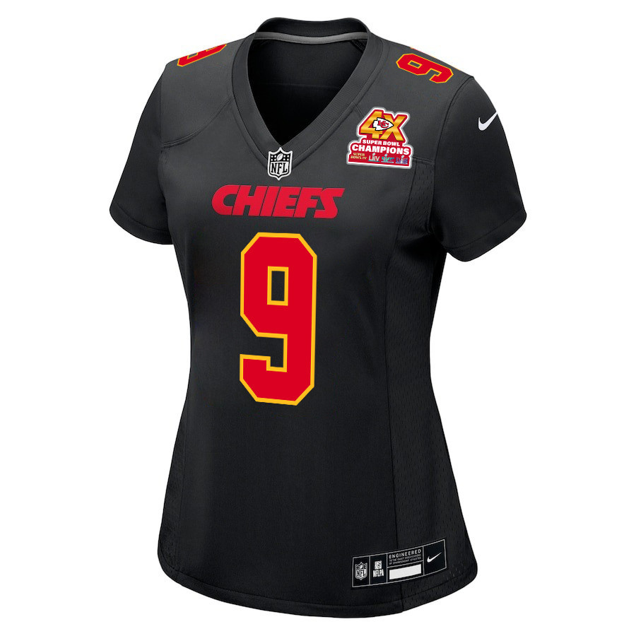 Blaine Gabbert 9 Kansas City Chiefs Super Bowl LVIII Champions 4X Fashion Game Carbon Black NFL Jersey Women's