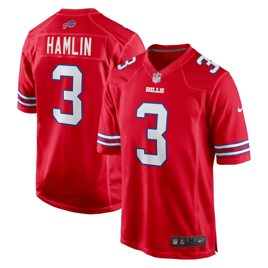 Damar Hamlin 3 Buffalo Bills Alternate Game Red NFL Jersey Men's