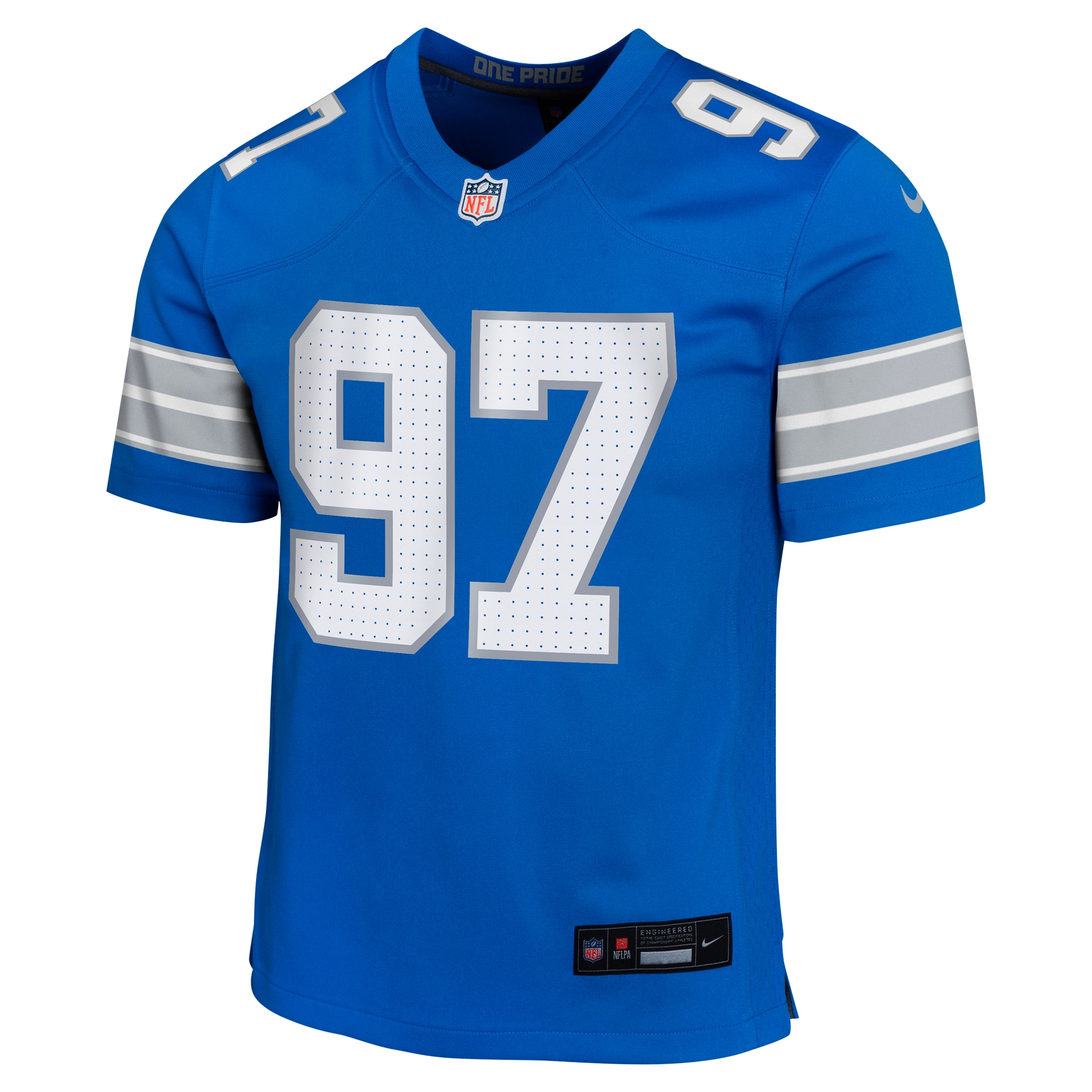 Detroit Lions Aidan Hutchinson Blue Team Player Game NFL Jersey Youth