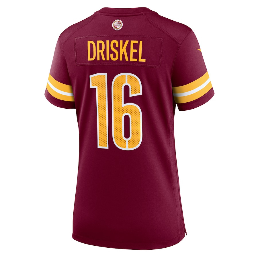 Jeff Driskel 16 Washington Commanders Game Burgundy NFL Jersey Women's