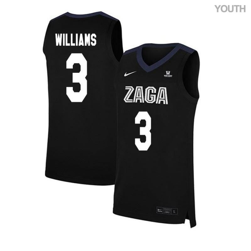 3 Johnathan Williams Black Elite Gonzaga Bulldogs NCAA Jersey Youth