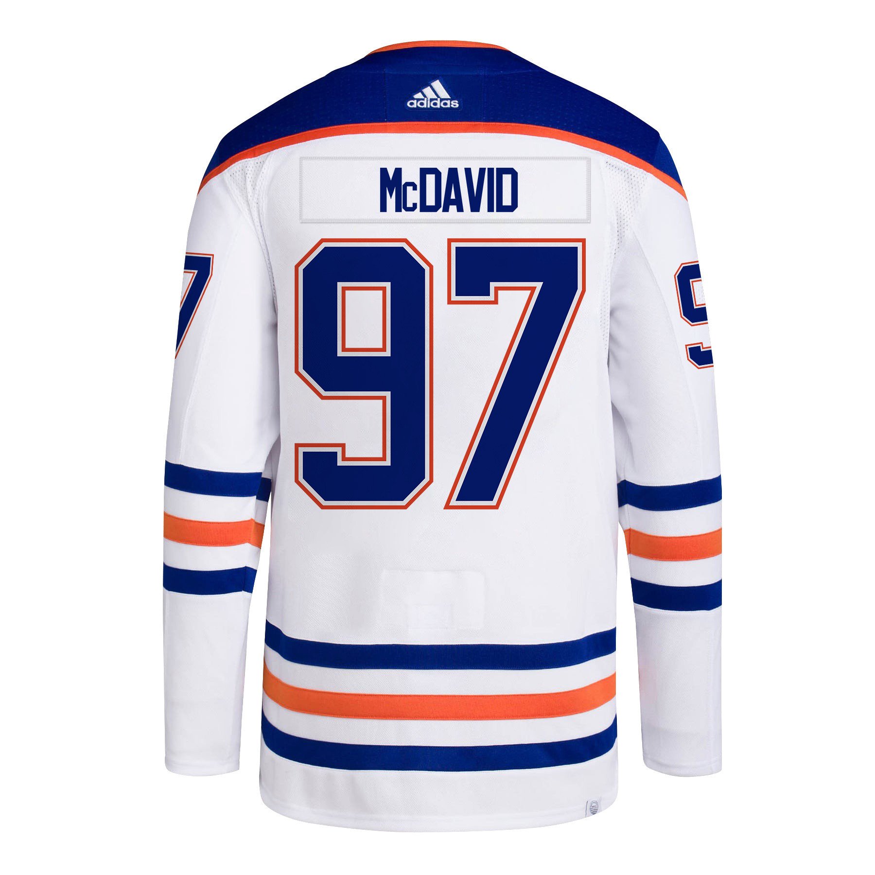 Connor McDavid 97 Edmonton Oilers 2024 Playoffs Patch Away White NHL Jersey Men's