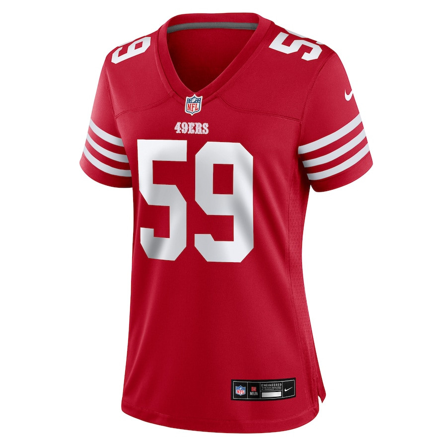 De'Vondre Campbell 59 San Francisco 49ers Game Scarlet NFL Jersey Women's