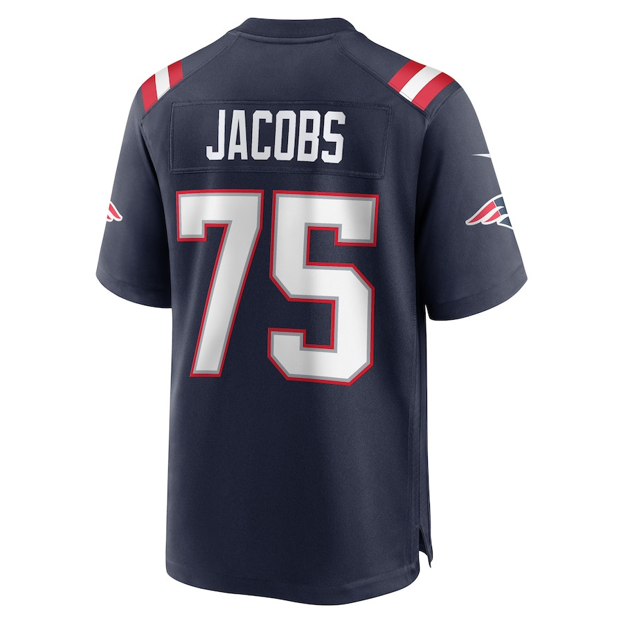 Demontrey Jacobs 75 New England Patriots Game Navy NFL Jersey Men's