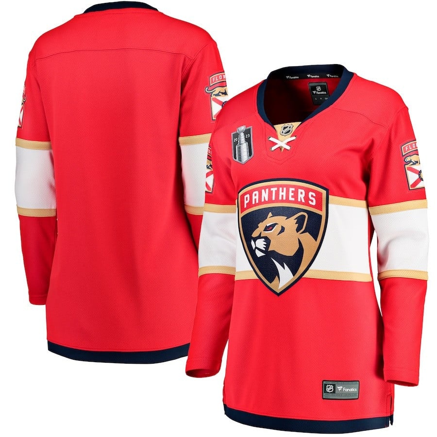 Florida Panthers 2023 Stanley Cup Final Home Breakaway Red NHL Jersey Women's