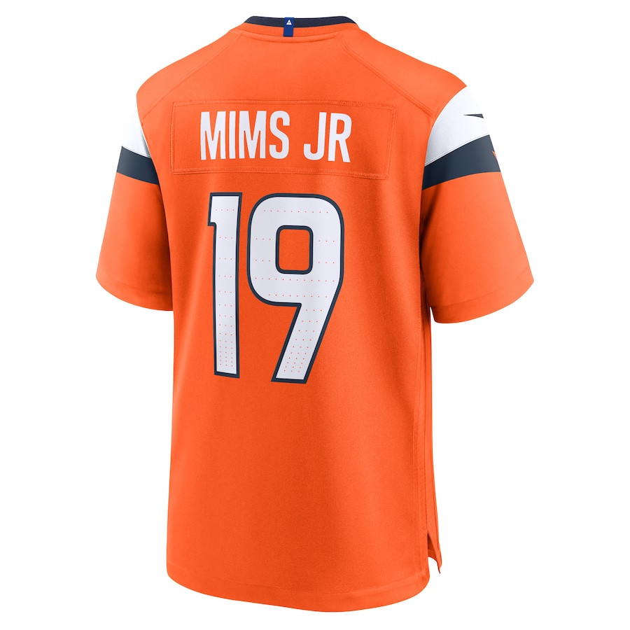 Marvin Mims Jr 19 Denver Broncos Team Game Orange NFL Jersey Men's