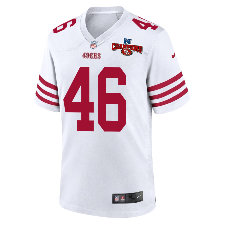 Taybor Pepper 46 San Francisco 49ers NFC Champions Patch Game White NFL Jersey Men's